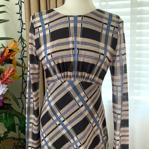 Topshop Check Print Long Sleeve Midi Dress in Multicolor - Picture 6 of 12